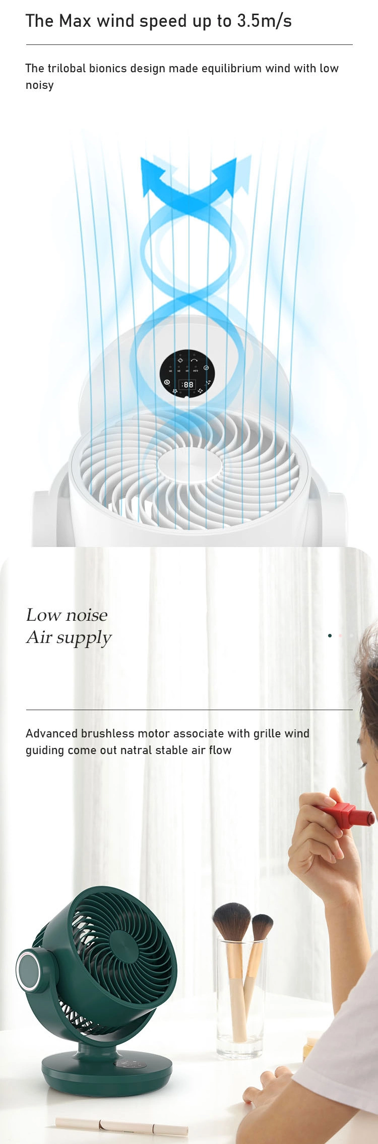 2022 New Arrival LCD Display USB Air Cooling Summer Mini Circulating Fan