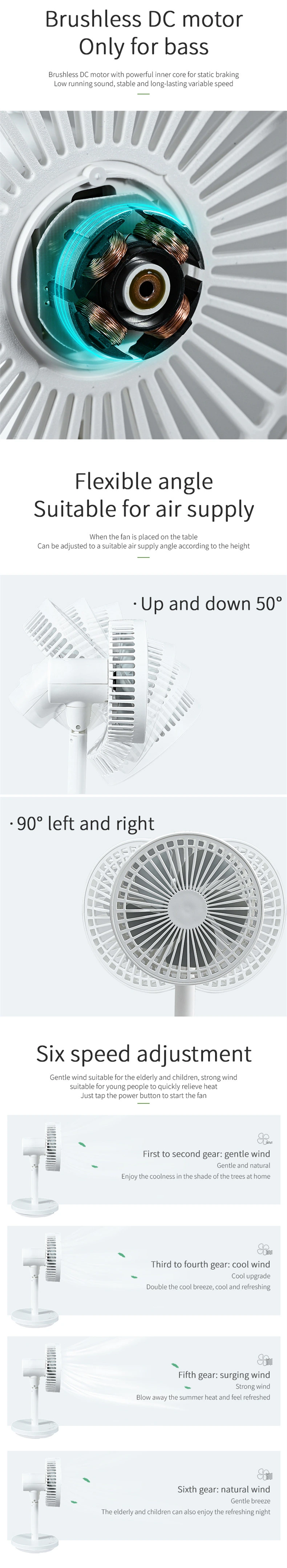 Rechargeable Table Fan Portable USB Handhold USB Stand Folding Pedestal Fan Foldable Standing Timing Oscillating Cooling Fan