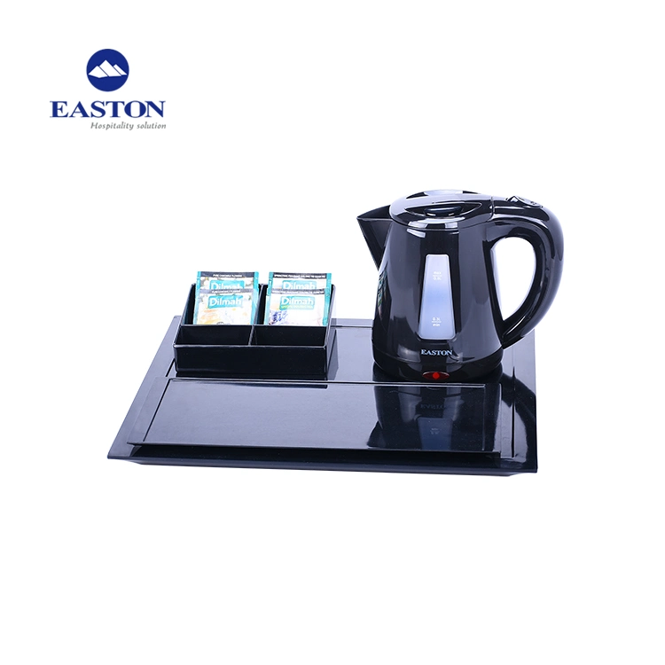 0.8L Black Plastic Electric Kettle with Hospitality Tray