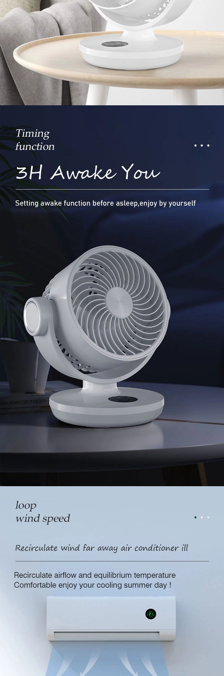 2022 New Arrival LCD Display USB Air Cooling Summer Mini Circulating Fan