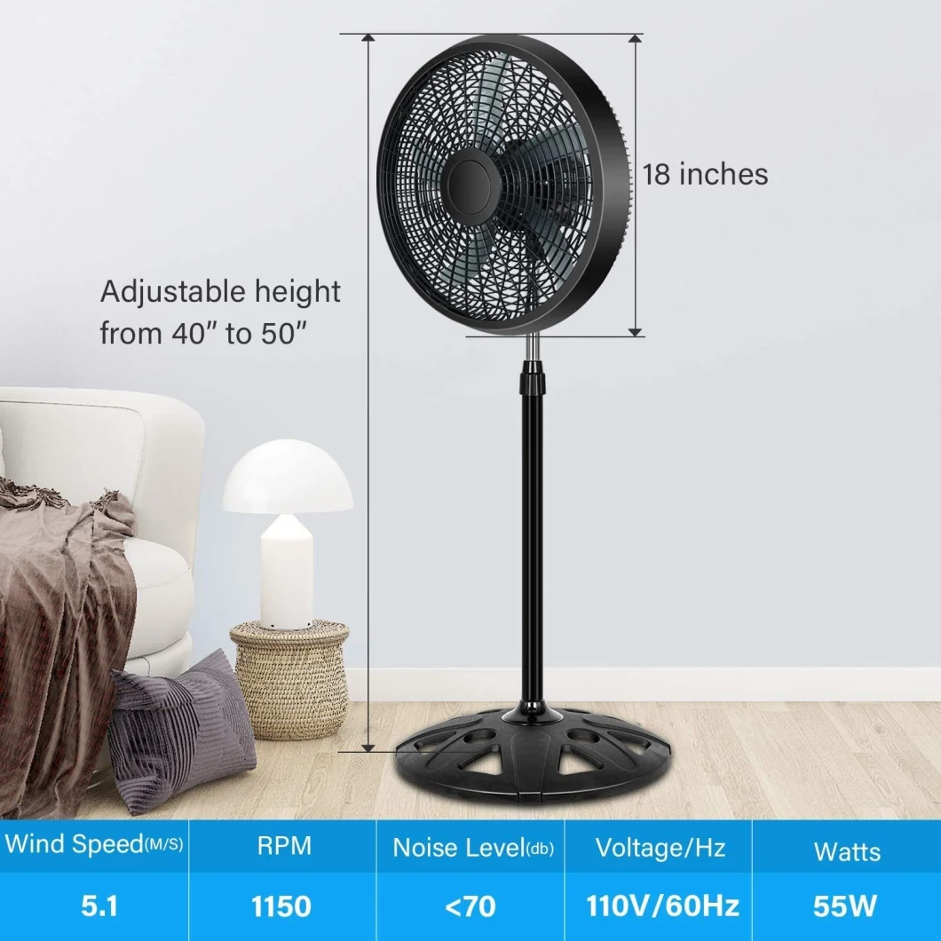 16 Inch Round Base Electric Fan Household Stand Fan Basic Customization Sample Customization Electric Fan DC Fan Ceiling Fan Electric Fan Pedestal Fan