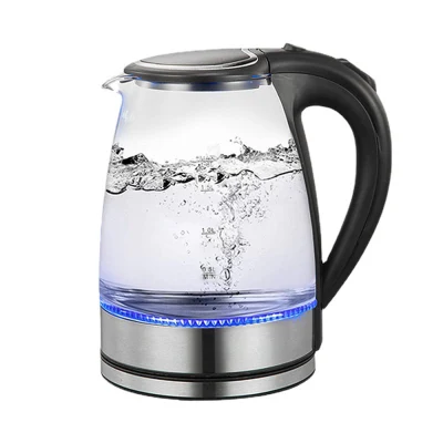 Kabelloser 360-Grad-Wasserkocher mit stilvoller blauer LED-Innenseite, praktischer automatischer Abschaltfunktion, elektrischer 1,8-Liter-Wasserkocher aus BPA-freiem Glas